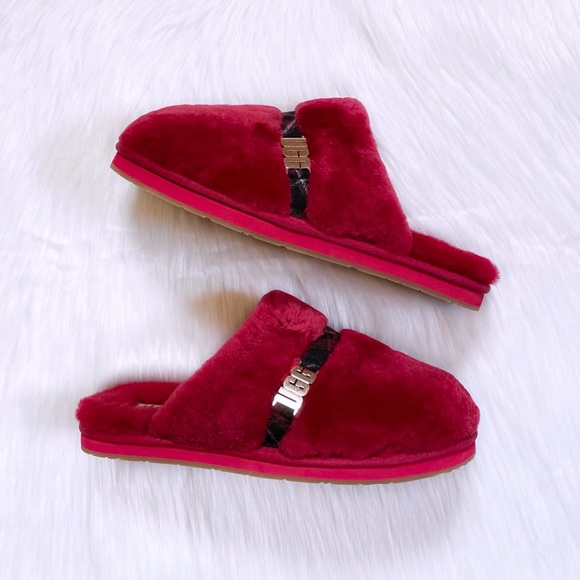 UGG Women’s Dalla Plaid Slippers In Ribbon Red - Picture 4 of 6